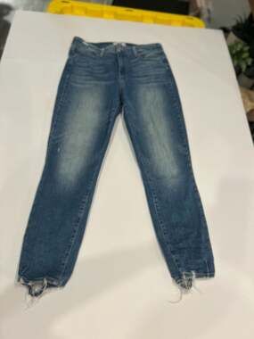 PAIGE Hoxton Crop Jeans Women Size 29 High Rise Skinny Raw Hem Medium Wash